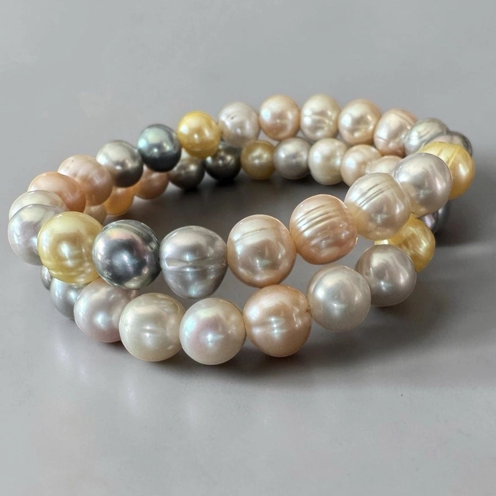 Honora Multicolor Pearl Bracelets Set Of 2 Pastel Freshwater Stretch